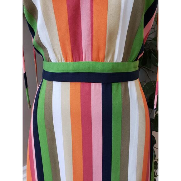 Gianni Bini Knee Length Dress Womens Size 2 Multicolor Striped V-Neck Sleeveless - Picture 5 of 12